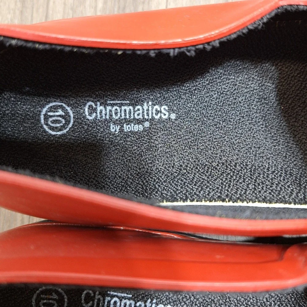 Chromatics by Totes Women Size 10 Red Rubber Rain Shoes Slip On Clogs Waterproof
